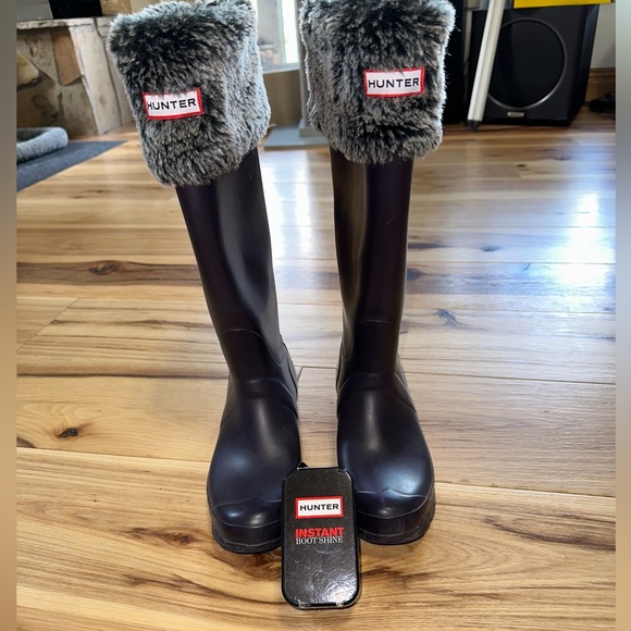 Hunter Wellington Boots Tall Sz 6 Aubergine Matte - Picture 1 of 7